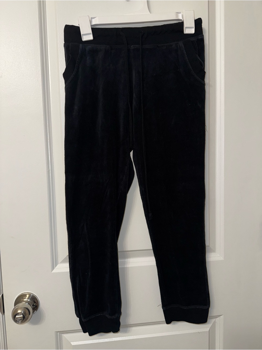 Classic Black Velour Jogger Pants - Women's Comfortable Track Style